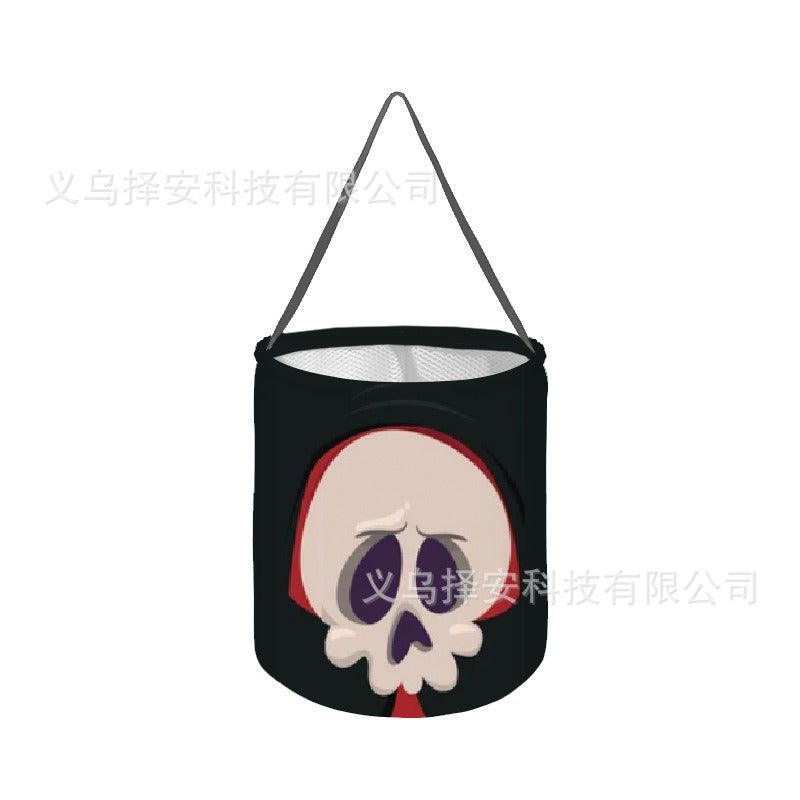 Ze An Halloween Candy Bucket with Pumpkin Ghost Design, LED Light-Up Trick-or-Treat Bag for Children's Day - Image 1