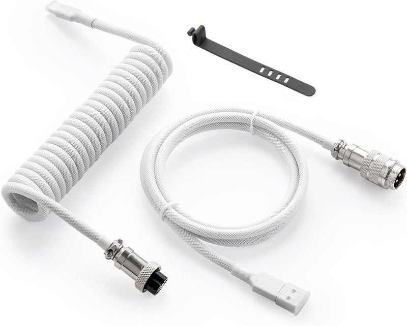 GUNMJO كابل Pro المخصص المجدول من USB-C للوحة المفاتيح للألعاب، كابل ميكانيكي مزدوج الغلاف مع موصل طيران معدني قابل للفصل، 1.5 متر من USB-C إلى USB-A، بلون الكربون الأسود - Image 1