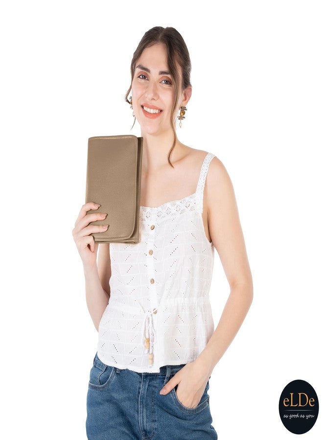ELDE Travel Jewellery Organizer Pouch for Women | Portable & Compact Jewelry Storage Bag with Multiple Zip Compartments | Jewellery Organisers Box for Necklace, Earring & Bangle Organizer (Beige) - Image 5