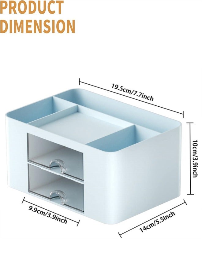 Generic Pencil Pen Holder for Desk, Desk Organizer with 2 Drawers, Pencil Pen Holder for Desk Stationery Supplies Organizer Desk Organizers with 5 Compartments for Office Home School  - Image 2