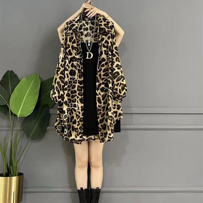 Plus Size Summer 2024 Youthful Cardigan and Dress Set single shirt