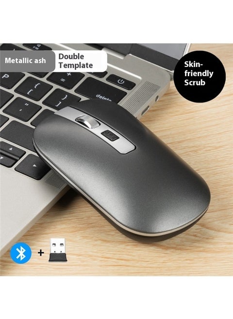 Rechargeable Wireless Mouse Grey，Bluetooth Wireless Mouse Optical Rechargeable Silent Mouse Switch Bluetooth