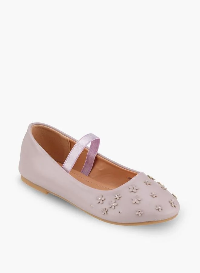 فلورا بيلا من شو إكسبرس Girls Floral Embellished Ballerina Shoes
