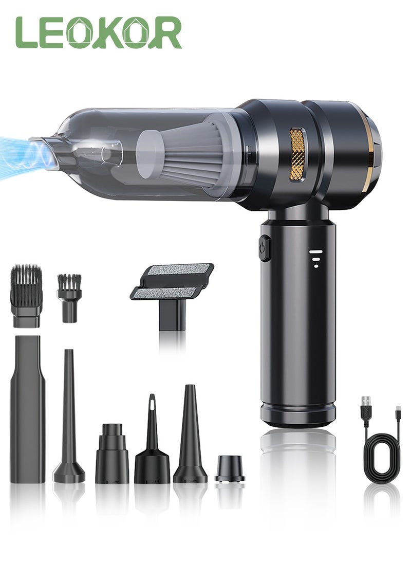 LEOKOR 2-in-1 Wireless Handheld Vacuum Cleaner, High Suction Power Portable Car And Home Dust Sweeper, Portable Wireless Blower for Computer, Keyboard, Car, Outdoor, Home, Pet (Black) - Image 1