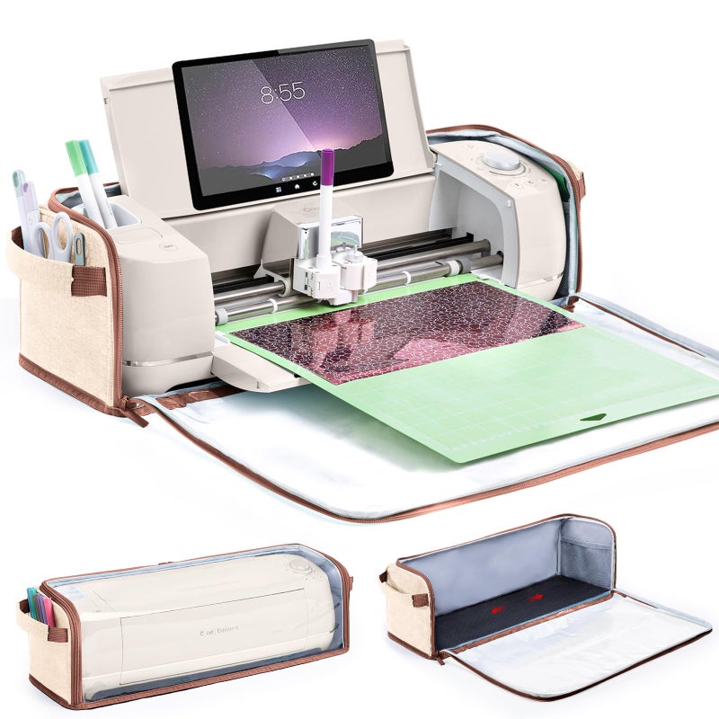 IMAGINING Full-Enclosed Dust Cover with Water Resistant Bottom for Cricut Maker 4/3, Explore 4/3, Air 2 â€“ Protective Cover with Storage Pockets for Cricut Accessories, Tools & Supplies - Image 1
