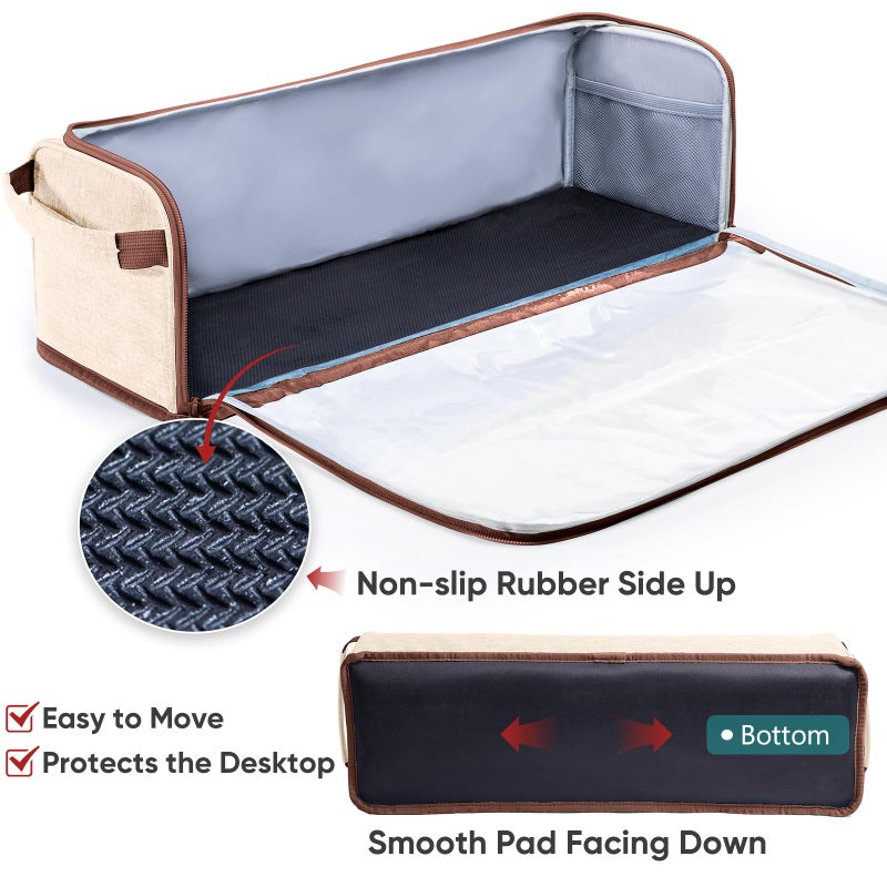 IMAGINING Full-Enclosed Dust Cover with Water Resistant Bottom for Cricut Maker 4/3, Explore 4/3, Air 2 â€“ Protective Cover with Storage Pockets for Cricut Accessories, Tools & Supplies - Image 3