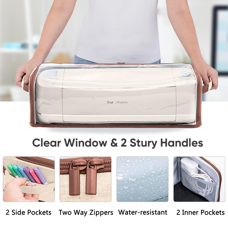 IMAGINING Full-Enclosed Dust Cover with Water Resistant Bottom for Cricut Maker 4/3, Explore 4/3, Air 2 â€“ Protective Cover with Storage Pockets for Cricut Accessories, Tools & Supplies - Image 4