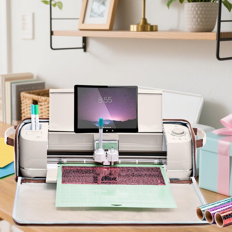 IMAGINING Full-Enclosed Dust Cover with Water Resistant Bottom for Cricut Maker 4/3, Explore 4/3, Air 2 â€“ Protective Cover with Storage Pockets for Cricut Accessories, Tools & Supplies - Image 5