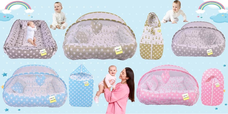 Kwitchy Newborn Baby Bedding Set Cushioned Mattress Sleeping Bag Combo 06 Months Grey 2PCS Set - Image 4