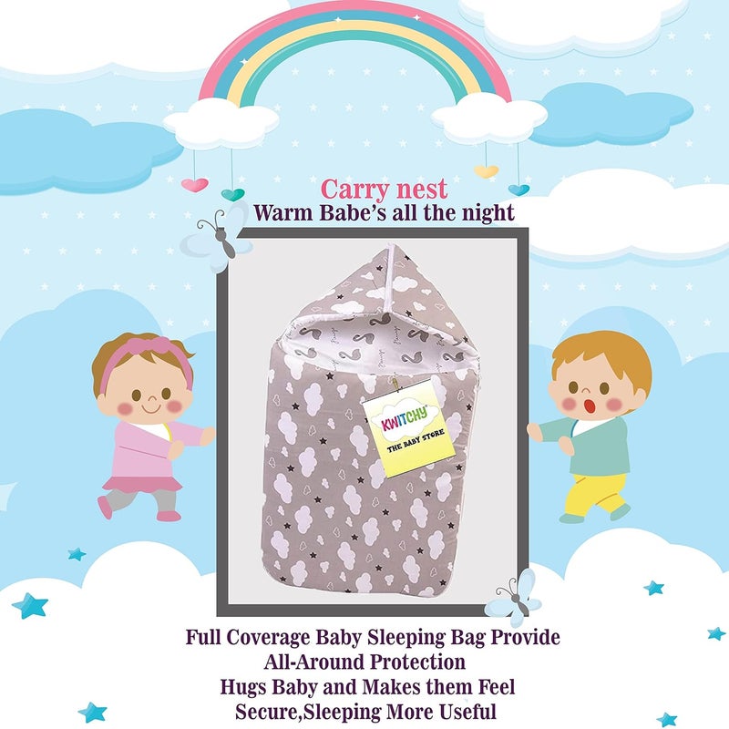 Kwitchy Newborn Baby Bedding Set Cushioned Mattress Sleeping Bag Combo 06 Months Grey 2PCS Set - Image 5