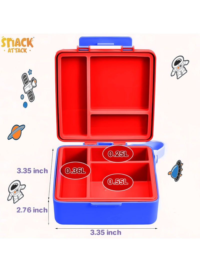 Snack Attack Kids Bento Lunch Box with Ice Pack – Space Astronaut Design – Leakproof Convertible 3-5 Compartments, BPA-Free Food-Grade Material – School & Daycare Lunchbox for Boys & Girls - Image 3