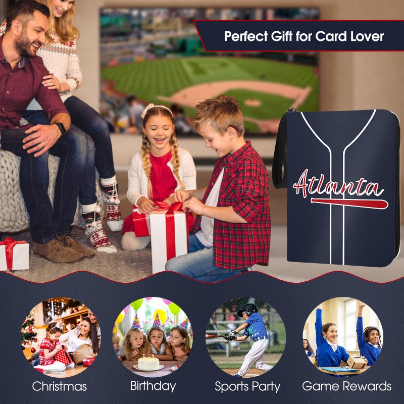 KivolFun Baseball Card Binder with Sleeves 900 Pocket  Atlanta Baseball Card Holder for Trading Cards Baseball Collector Album Sports Card 3 Ring Binder Storage Book Folder Organizer for Kids Gift  - Image 4