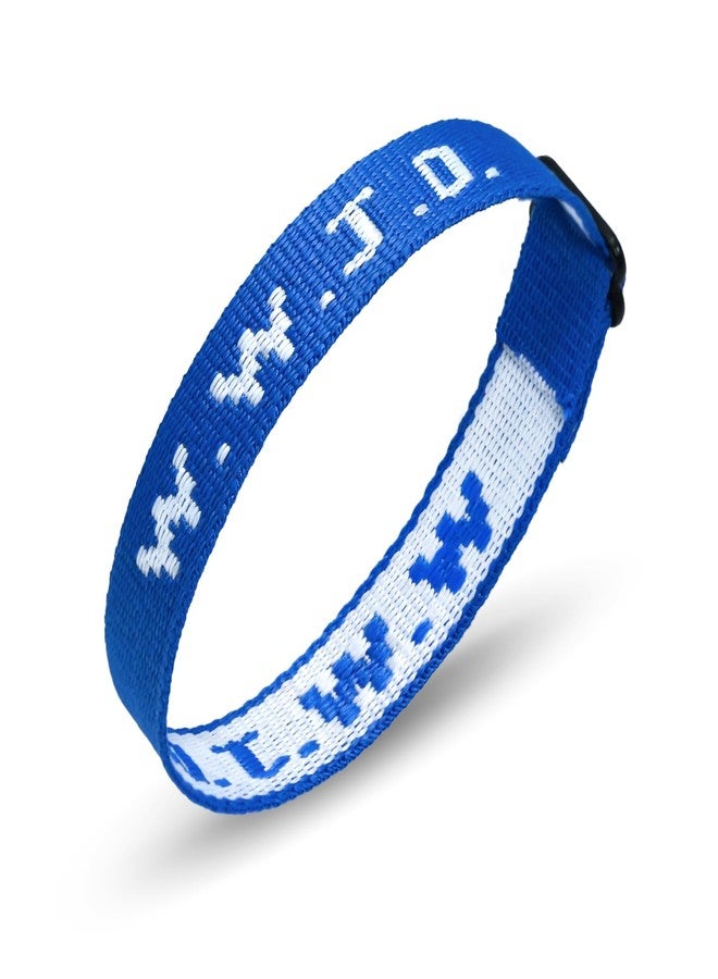 SKYFUN WWJD Bracelets Webbing What Would Jesus Do Bracelet for Men Women Adjustable Christian Woven Wristbands Bulk Religious Jewelry Accessories, 1PC Royal Blue - Image 1