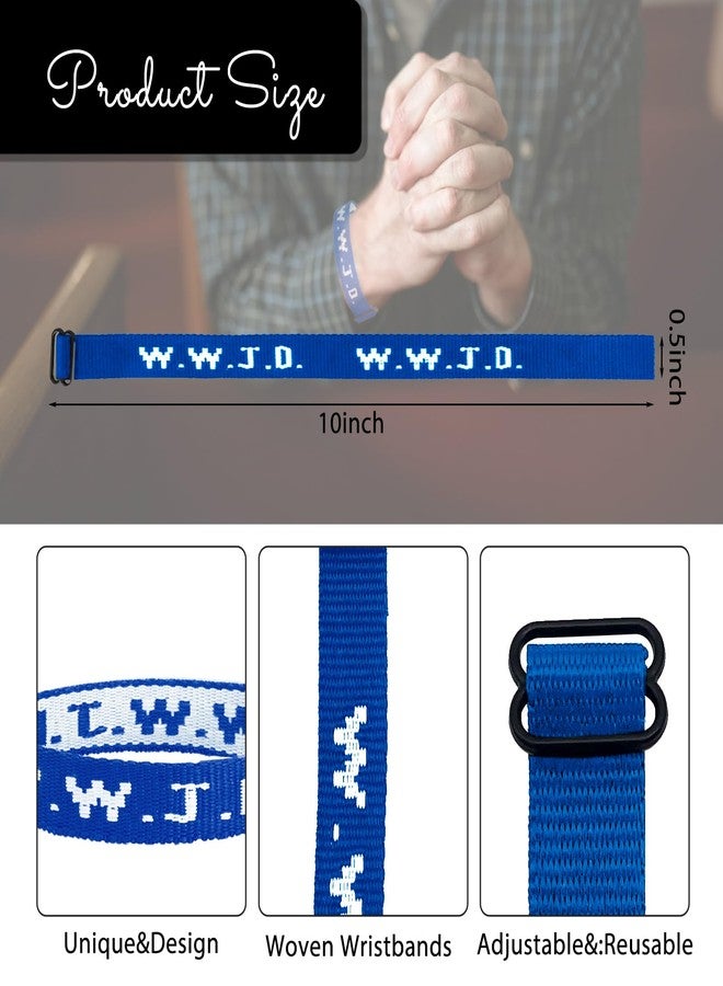 SKYFUN WWJD Bracelets Webbing What Would Jesus Do Bracelet for Men Women Adjustable Christian Woven Wristbands Bulk Religious Jewelry Accessories, 1PC Royal Blue - Image 3