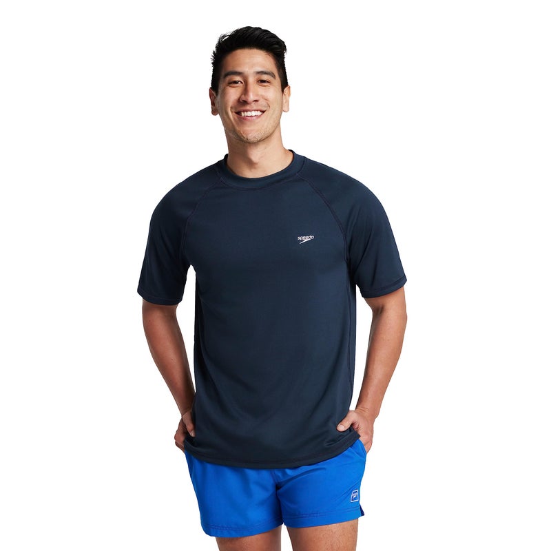 Speedo Men's Uv Swim Shirt Short Sleeve Loose Fit Easy Tee, New Navy, Uv Swim Shirt Short Sleeve Loose Fit Easy Tee - Image 4