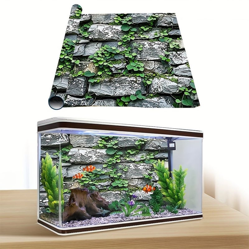 Stone Wall Aquarium Reptile Background Sticker 23.62x15.75in Self Adhesive - Image 1