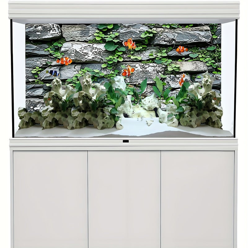Stone Wall Aquarium Reptile Background Sticker 23.62x15.75in Self Adhesive - Image 4