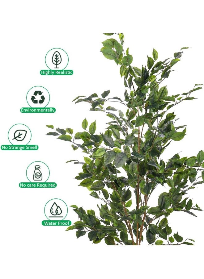 Yatai - YATAI Decor Nearly Natural Artificial Ficus Plant Lush Green Leaves Artificial Plants with Base, Maintenance-Free, UV-Resistant Fake Plants, Durable & Lifelike Indoor Plants for Home (130 Cm) - Image 1