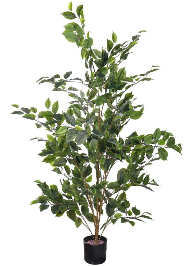 Yatai - YATAI Decor Nearly Natural Artificial Ficus Plant Lush Green Leaves Artificial Plants with Base, Maintenance-Free, UV-Resistant Fake Plants, Durable & Lifelike Indoor Plants for Home (130 Cm) - Image 1