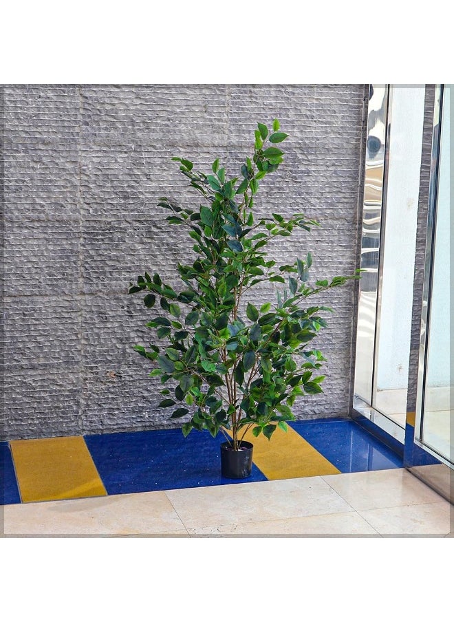 Yatai - YATAI Decor Nearly Natural Artificial Ficus Plant Lush Green Leaves Artificial Plants with Base, Maintenance-Free, UV-Resistant Fake Plants, Durable & Lifelike Indoor Plants for Home (130 Cm) - Image 1