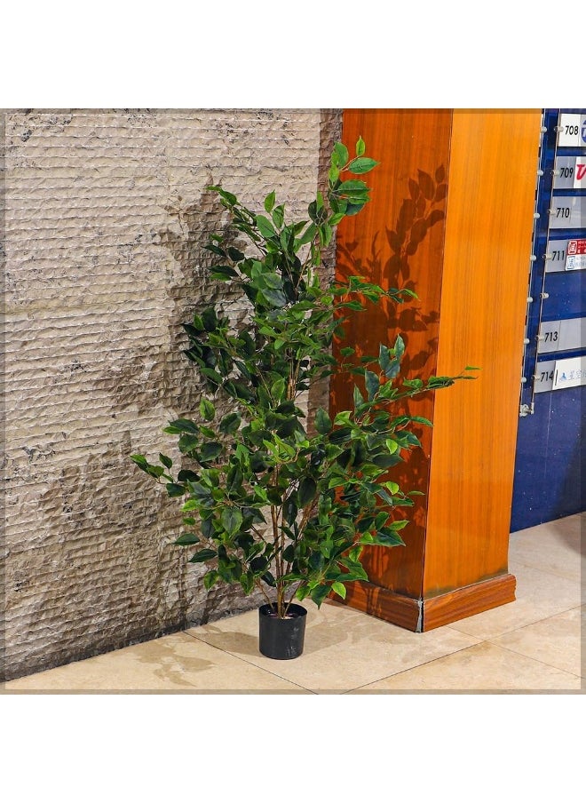 Yatai - YATAI Decor Nearly Natural Artificial Ficus Plant Lush Green Leaves Artificial Plants with Base, Maintenance-Free, UV-Resistant Fake Plants, Durable & Lifelike Indoor Plants for Home (130 Cm) - Image 1