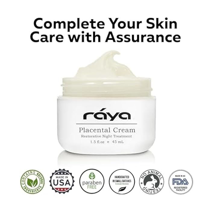 Raya SPA Placental Cream | Restorative Night Cream | Intensive Anti-Aging & Firming Face Moisturizer | Wrinkle Repair Facial Creme for Renewed Tone & Beauty Sleep - Skin Care Essentials - Image 4