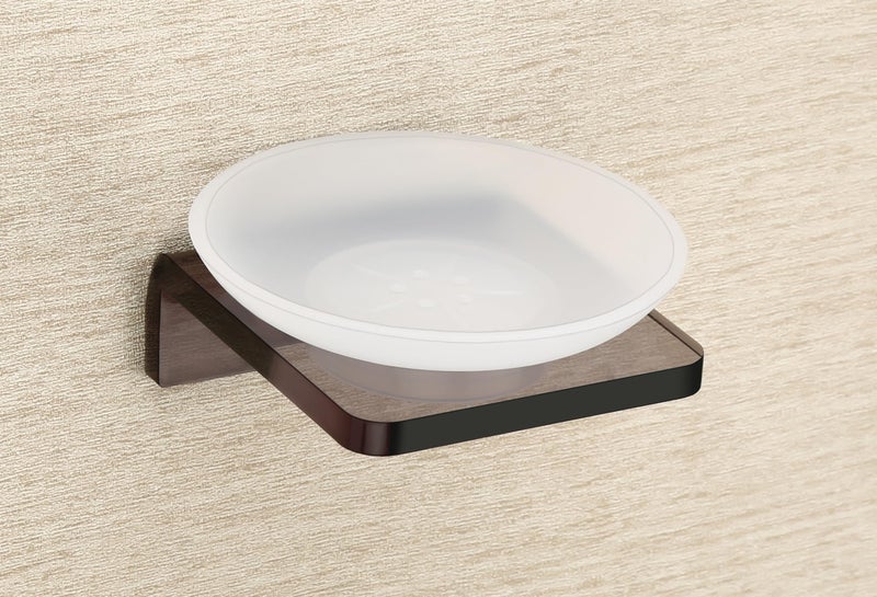 HAPPI Unbreakable Acrylic Single Soap Dish, Soap Stand, Soap Case, Soap Holder Stand Wall Mounted for Bathroom with Removable Drain Tray (Smoke Black) - Image 2