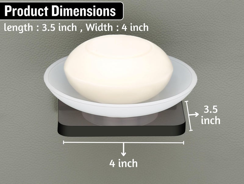 HAPPI Unbreakable Acrylic Single Soap Dish, Soap Stand, Soap Case, Soap Holder Stand Wall Mounted for Bathroom with Removable Drain Tray (Smoke Black) - Image 4