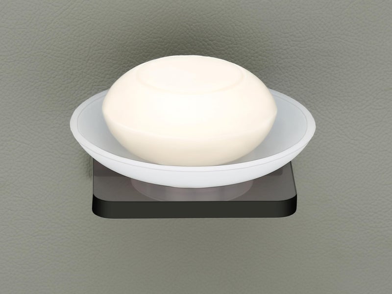 HAPPI Unbreakable Acrylic Single Soap Dish, Soap Stand, Soap Case, Soap Holder Stand Wall Mounted for Bathroom with Removable Drain Tray (Smoke Black) - Image 3