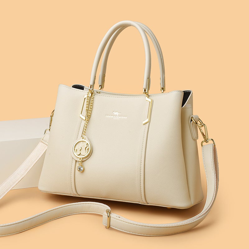 Laoman kangaroo women''s large capacity stitching soft leather women''s handbag for mom commuter all-matching bag one-piece delivery - Image 5