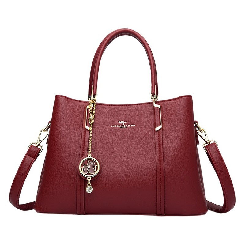 Laoman kangaroo women''s large capacity stitching soft leather women''s handbag for mom commuter all-matching bag one-piece delivery - Image 1