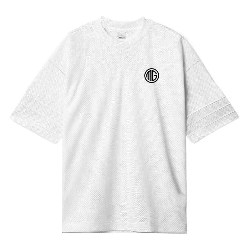 Casual plus size short sleeve Men''s Fitness loose V-neck half sleeve summer drop shoulder sleeve trendy bodybuilding training clothes - Image 2