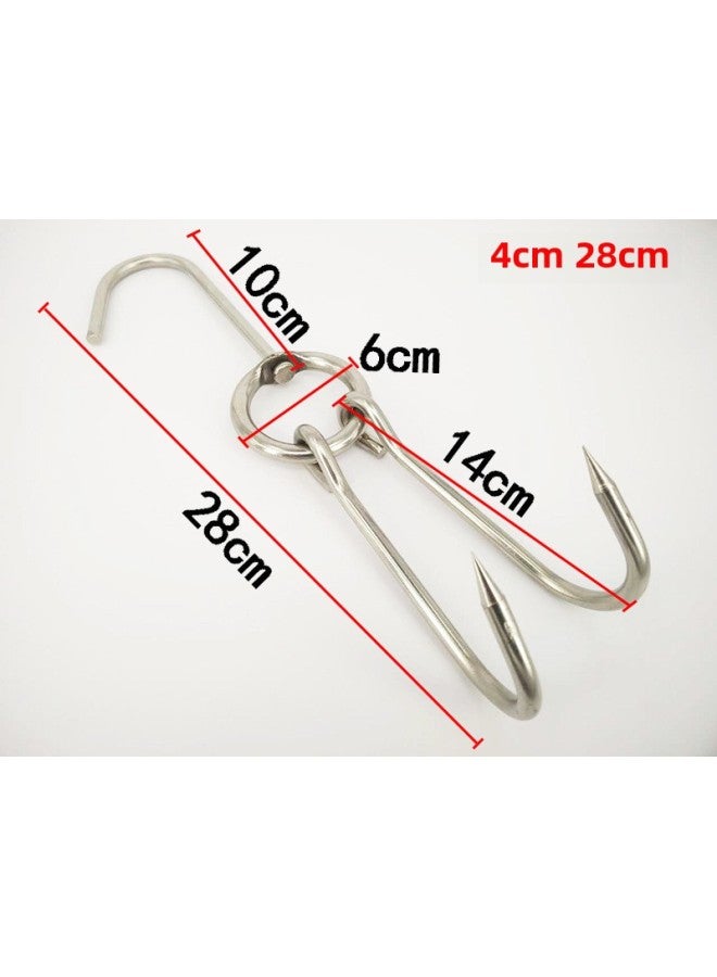 Roast Duck Hook Roast Duck Hook Roast Goose Double Hook Duck Hook Commercial Special Hook Roast Meat Ring Large Circle Stainless Steel Shelf-Color:For Hanging Ducks, 4cm 28cm For 1 Piece, Buy Ten And Get Two Free  - Image 1