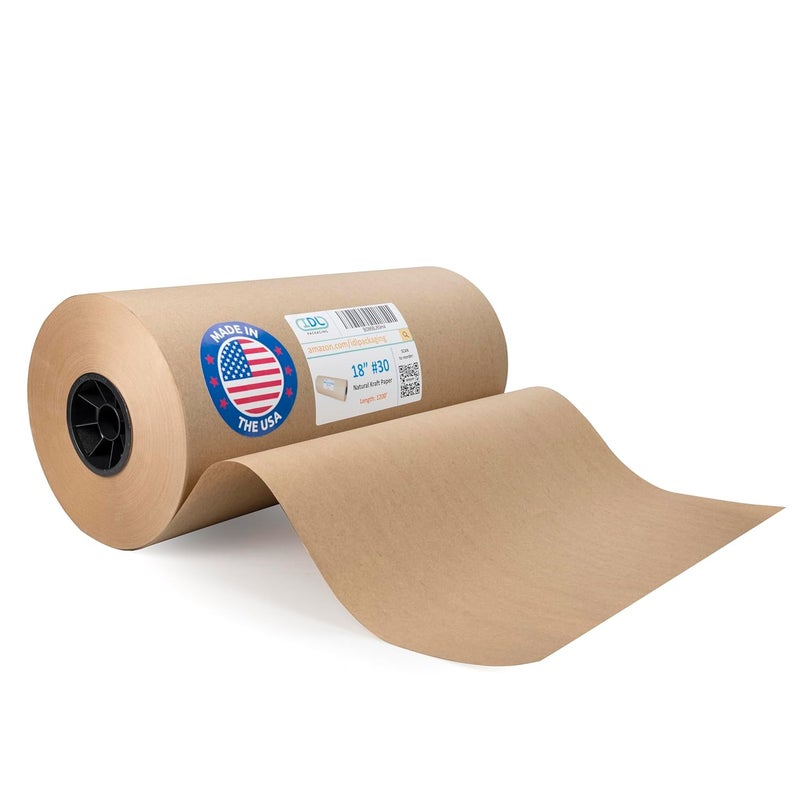 IDL Packaging 18" x 14400" (1200 ft) Large Brown Kraft Paper Roll for Packing - Perfect Natural Kraft Wrapping Paper for Void Filling - Craft Paper for Kids Art Projects - Image 1