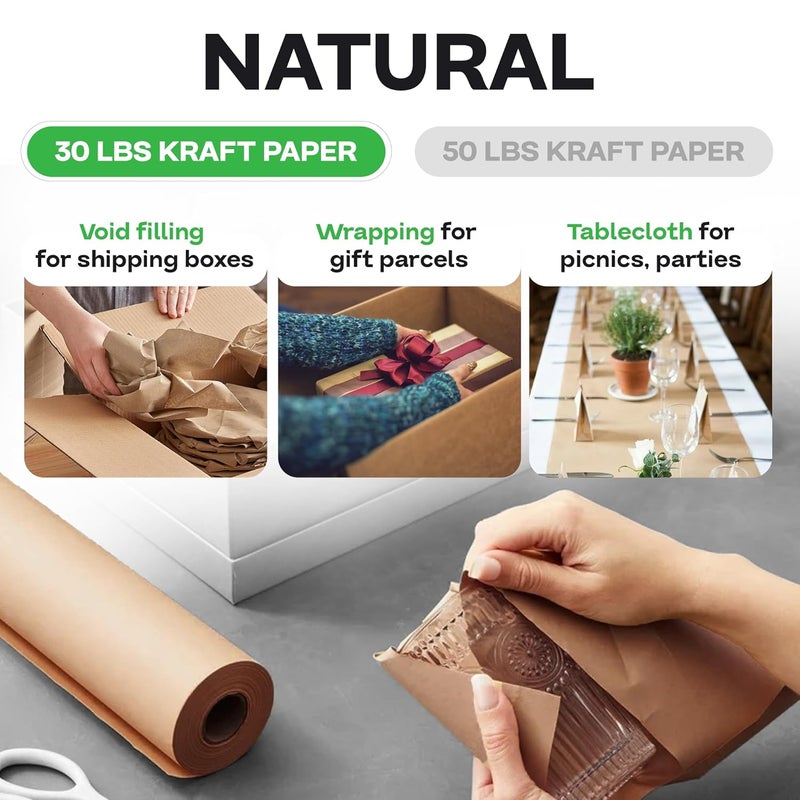 IDL Packaging 18" x 14400" (1200 ft) Large Brown Kraft Paper Roll for Packing - Perfect Natural Kraft Wrapping Paper for Void Filling - Craft Paper for Kids Art Projects - Image 3