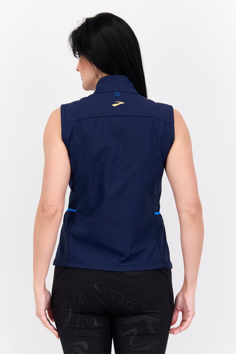 Brooks سترة تدريب بلا أكمام للنساء، رياضية، لون كحلي - Image 3