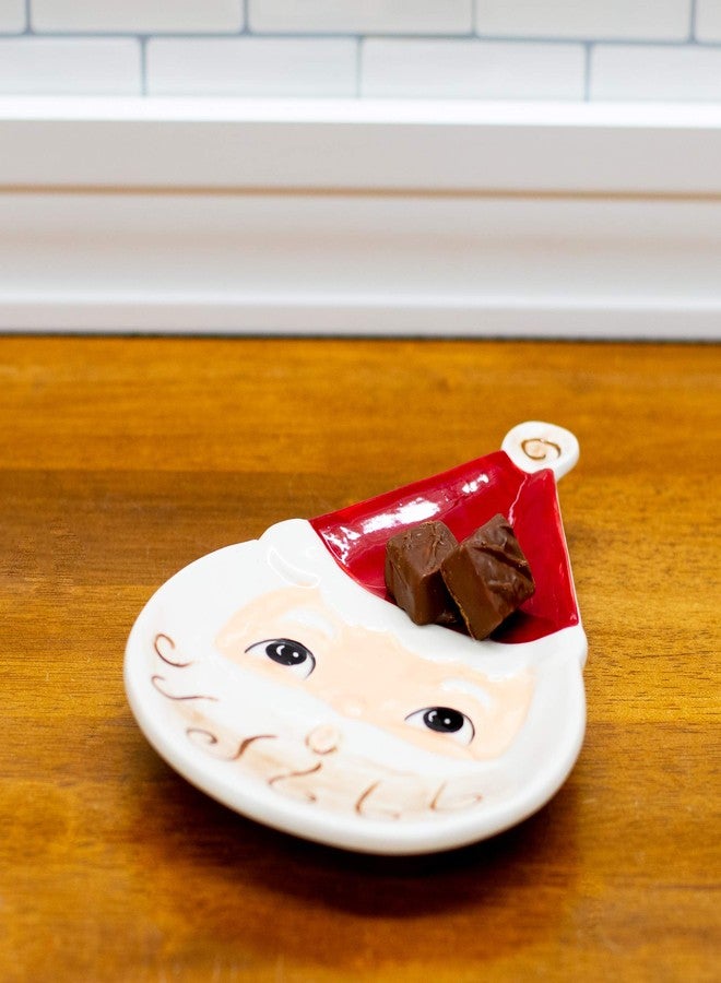 Transpac Nostalgic Santa Shaped Rosy Red 8 x 6 Dolomite Ceramic Christmas Plate - Image 2
