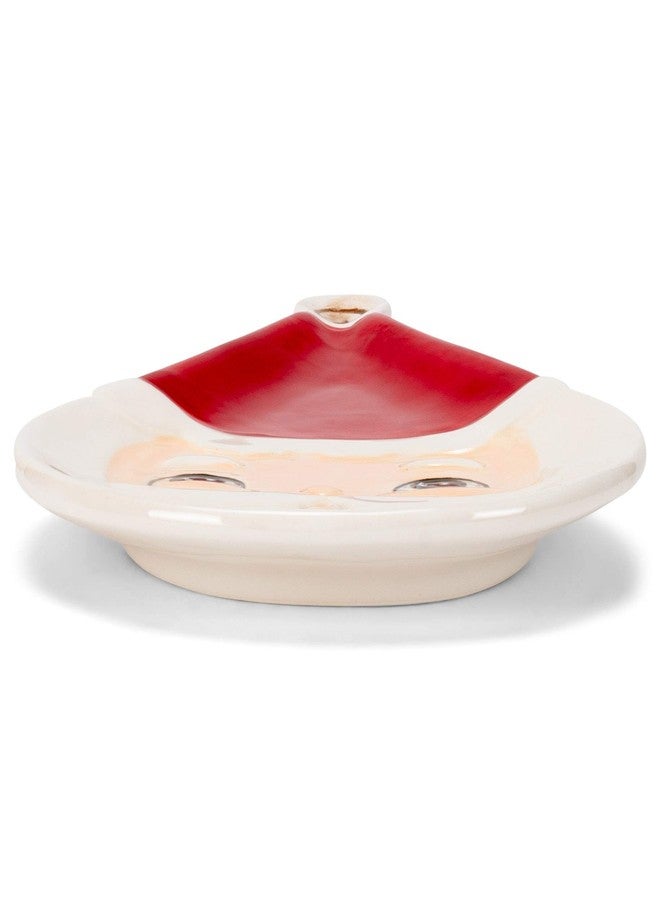 Transpac Nostalgic Santa Shaped Rosy Red 8 x 6 Dolomite Ceramic Christmas Plate - Image 4