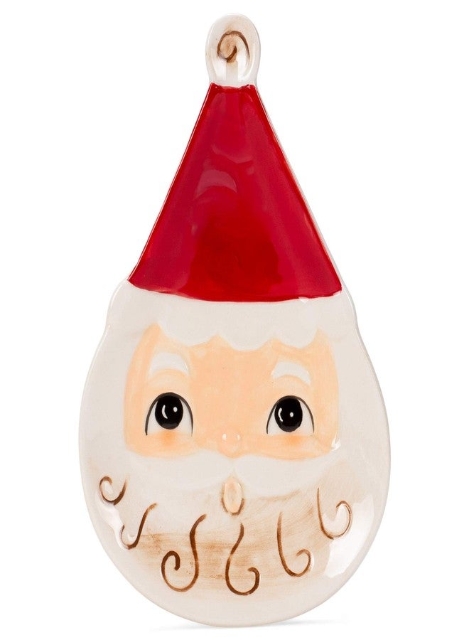 Transpac Nostalgic Santa Shaped Rosy Red 8 x 6 Dolomite Ceramic Christmas Plate - Image 3