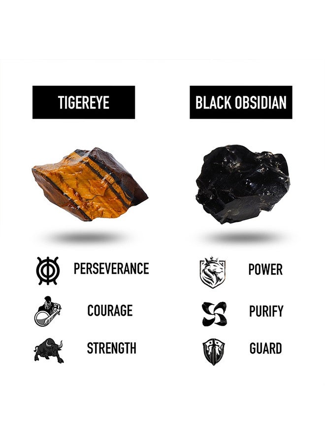 EELHOE Tiger's Eye Stone Black Obsidian Bracelet, Hand Chain, Beaded Bracelets for Women and Men, Men Jewelry, Blessing Bracelet, Bringing Good Luck, Health, Courage and Strength, Gifts for Men and Women - Image 4