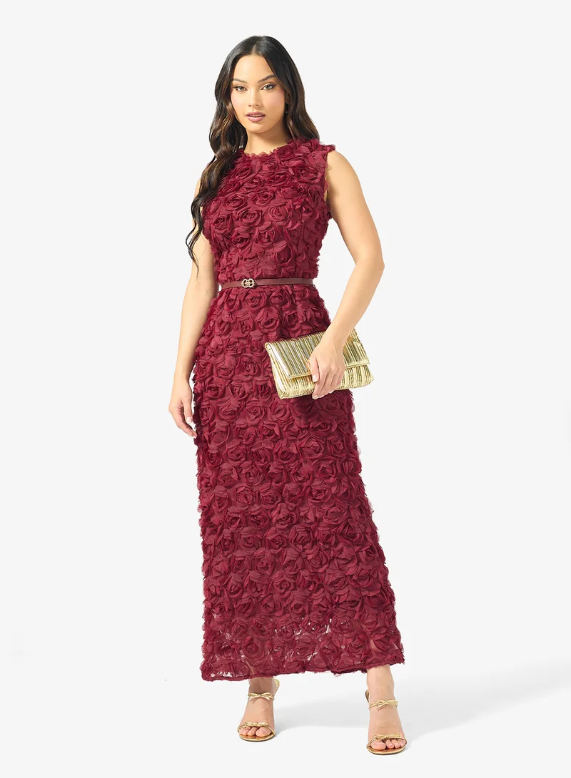 3D Floral Applique Bodycon Dress