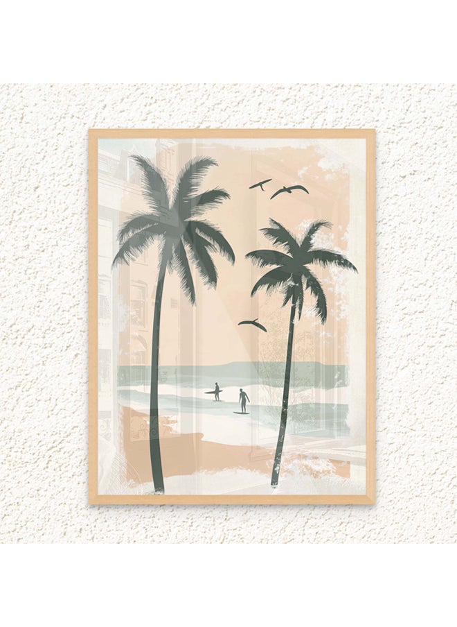 Art Decor - Art Decor Framed Fine Art of Beach with Palm Trees Portrait Tropical Aesthetic Coastal Print Wall Décor for Living Room Bedroom Home Office Hotel Gifting - Image 1