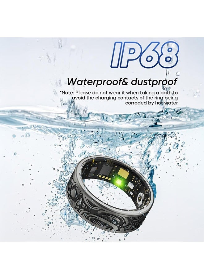 جي دي حلقة ذكية، بطارية طويلة مقاومة للماء حلقات ذكية متوافقة مع عمر البطارية، وحدة تعقب النوم بأثر رجعي من الفولاذ المقاوم للصدأ حلقة لياقة (أسود) - Image 5