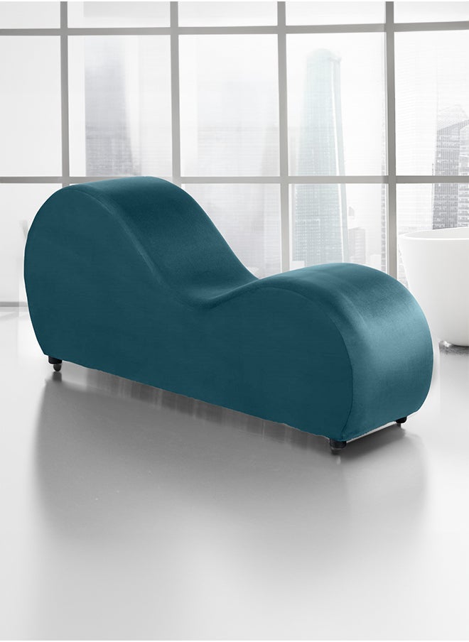 هاوس ون أريكة استرخاء رومانسية شيزلونج صغيرة سادة من المخمل - تركواز غامق - 170x70x40سم - Image 1