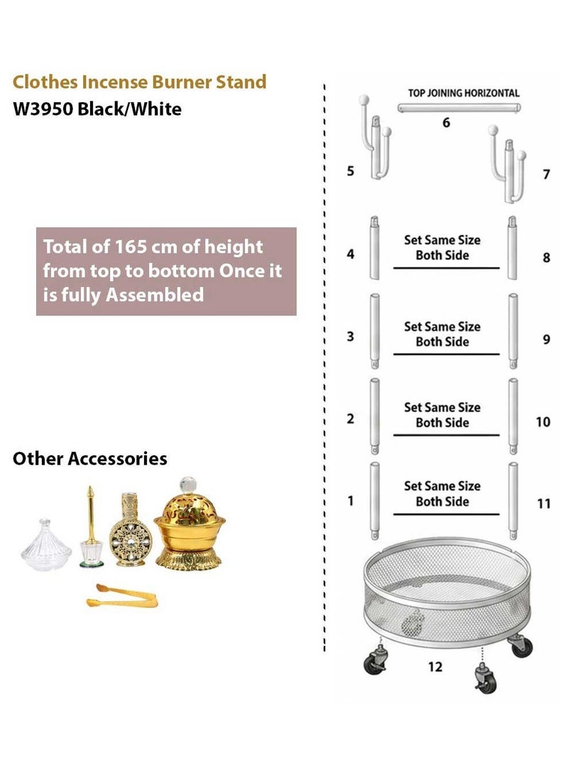 Clothes Incense Burner Stand - 165cm Tall High Quality Bakhoor Burner stand hanger with Oud Incense Holders and accessories - Image 5