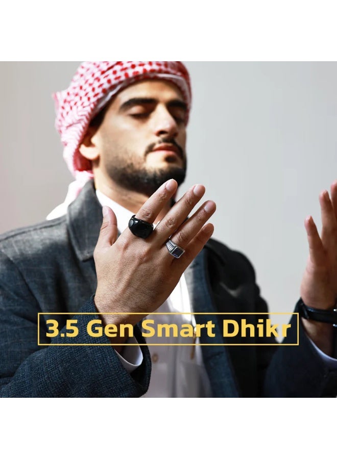 خاتم السبحة الذكي iTasbih-Faith من  بشاشة OLED وتطبيق - 3 مقاسات قابلة للضبط (مم22، مم20، مم18) في مجموعة واحدة | شحن لاسلكي مغناطيسي، بطارية تدوم 5+ أيام، عداد الذكر، تنبيهات الصلاة (الأذان) | مقاوم للماء، هدية إسلامية مثالية لرمضان والعيد - Image 3