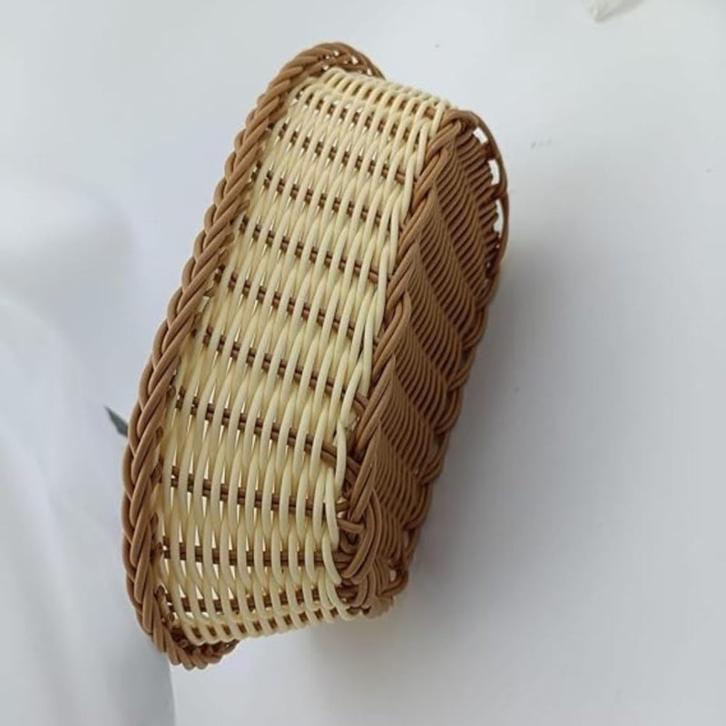 PASHANDOZ Tabletop Food Serving Baskets Trays Bread Proofing Basket Food Fruit Vegetables Storage Basket for Restaurant Bakery Rattan Wicker Bread Basket Woven Baskets for Fruit and Bread Set of 3 - Image 5