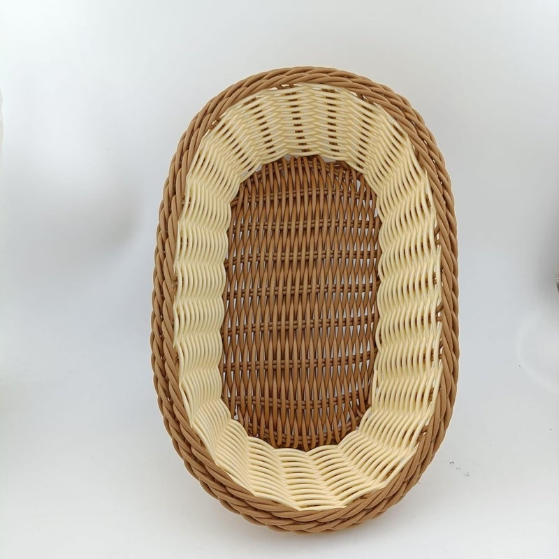 PASHANDOZ Tabletop Food Serving Baskets Trays Bread Proofing Basket Food Fruit Vegetables Storage Basket for Restaurant Bakery Rattan Wicker Bread Basket Woven Baskets for Fruit and Bread Set of 3 - Image 3