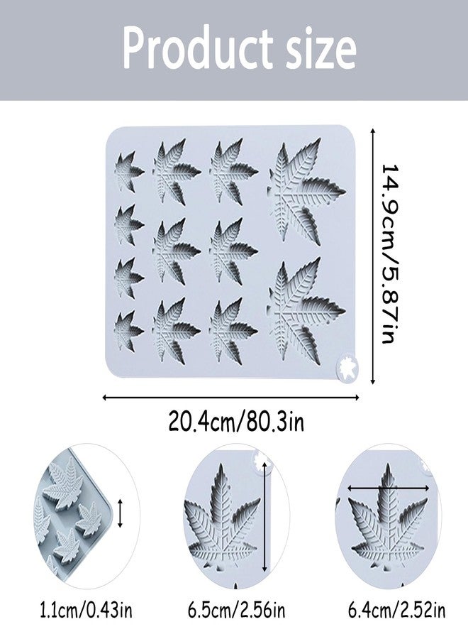 Fchil Leaf Silicone Mold Trays, 2Pcs Nonstick Silicone Pot Leaf Mold, Maple Leaves Chocolate Molds for Baking Gummy Candy Soap Wax Melt Ice Butter Jello Lollipop, 11.7" x 6.9" x 1.0", 12-Cavity Each, Grey - Image 2