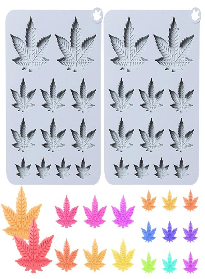 Fchil Leaf Silicone Mold Trays, 2Pcs Nonstick Silicone Pot Leaf Mold, Maple Leaves Chocolate Molds for Baking Gummy Candy Soap Wax Melt Ice Butter Jello Lollipop, 11.7" x 6.9" x 1.0", 12-Cavity Each, Grey - Image 1